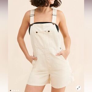 Lee Vintage Denim Short Overalls White